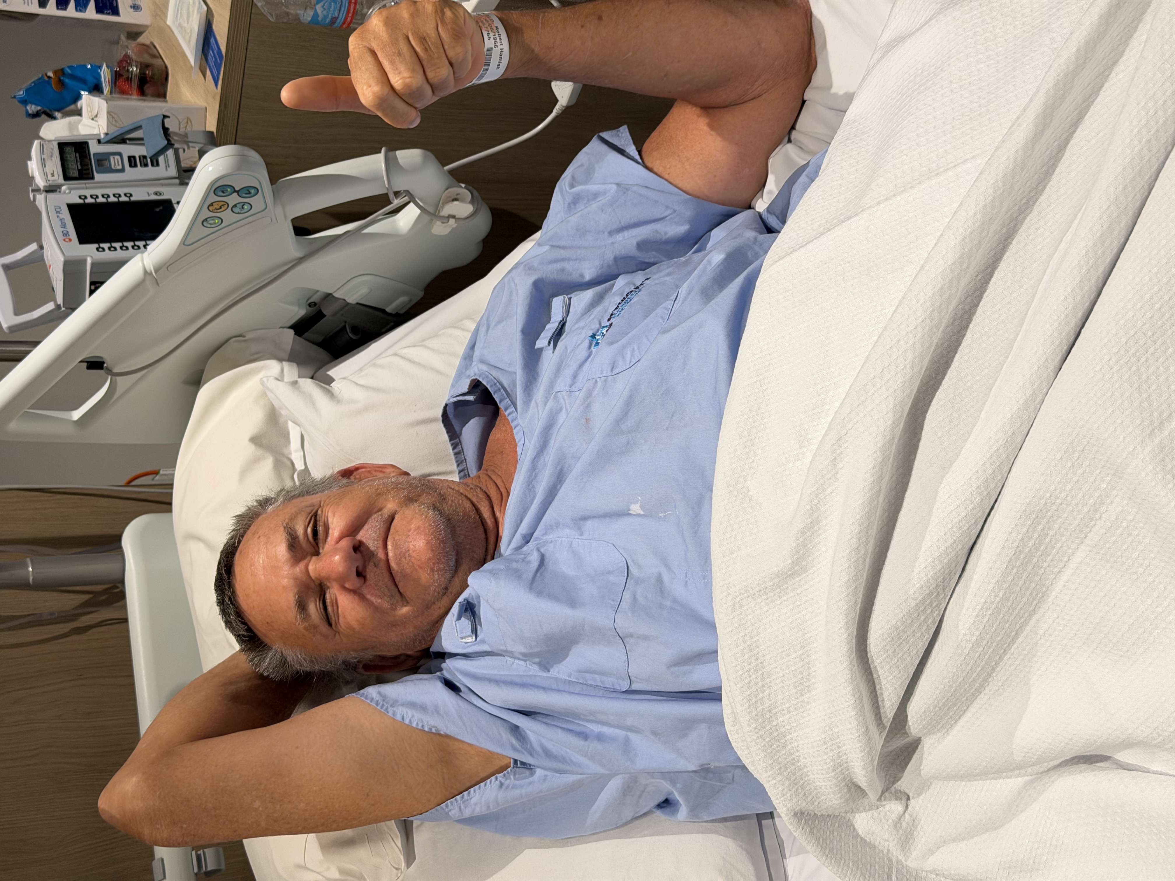 Patient recovering after single port robotic prostate surgery